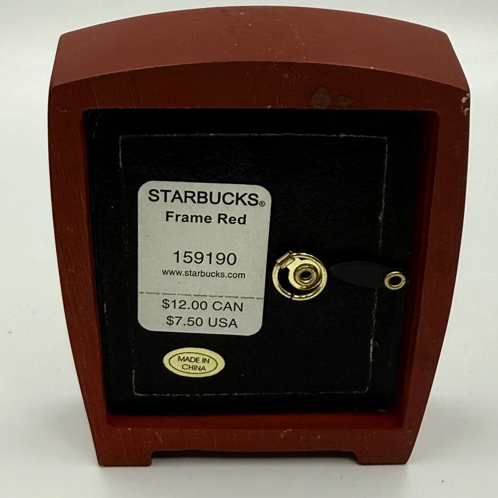 Starbucks‎ Red Wood Mini Picture Frame 2.5x2 Photo Desktop Decor 159190